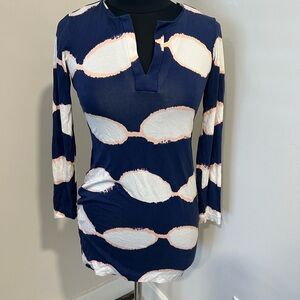 Diane von Furstenberg Navy and White Tunic